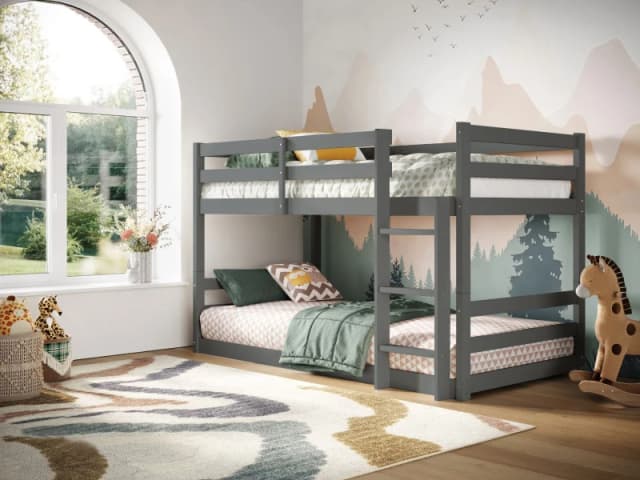 Flair Shasha Low Bunk Bed in Grey Size: Single Grey Unisex Single
