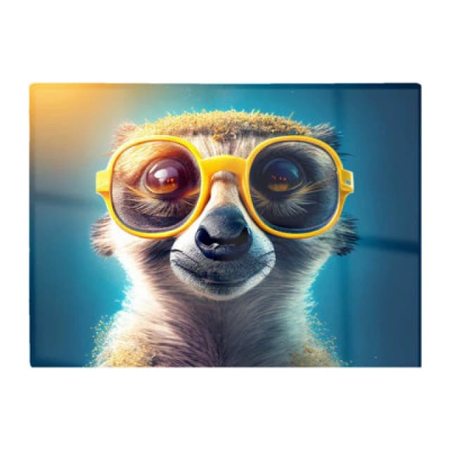 Warren Reed Designer Meerkat With Glasses Splashart Glass Chopping Board