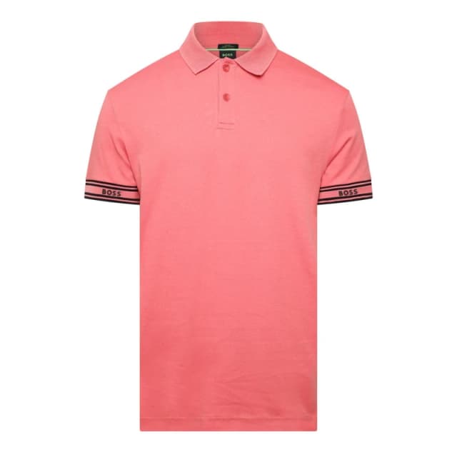 Boss Zone Stripe Cuff Polo Shirt Pink male S