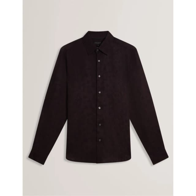 Ted Baker Mens Floral Long-Sleeve Patterned Shirt Dk-Brown male S (2)