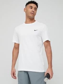 Nike Solid Crew Neck Training T-Shirt - White, Size L, Men