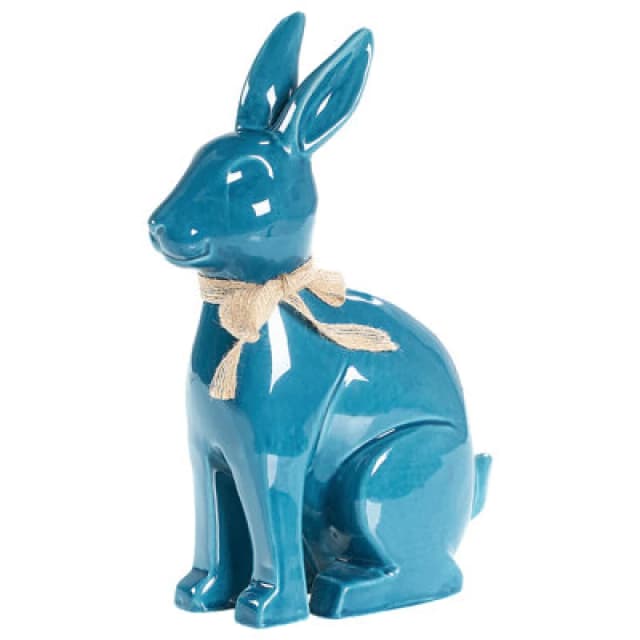 Beliani Figurine Rabbit Jambles Ceramic Blue