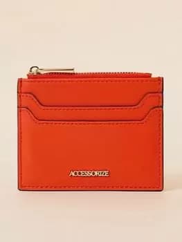Accessorize Zip Three-part Card Holder, Orange, Women