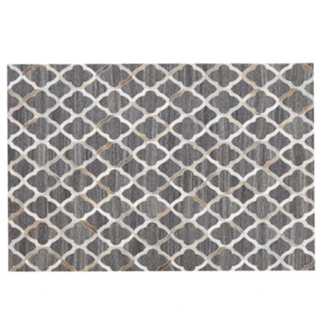 Beliani Rug Rolunay Dark Grey 160 X 230 Cm Leather