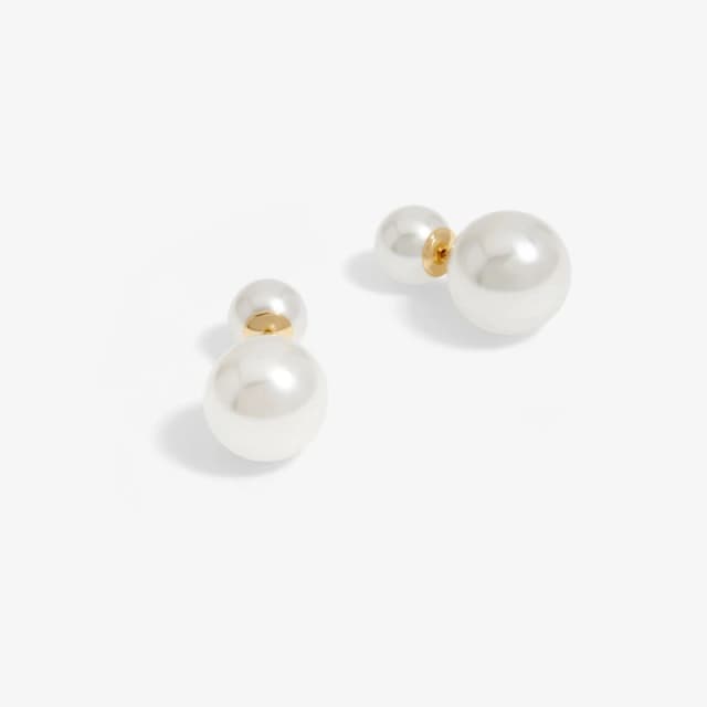 Mood Gold Cream Pearl Front To Back Stud Earrings Gold female