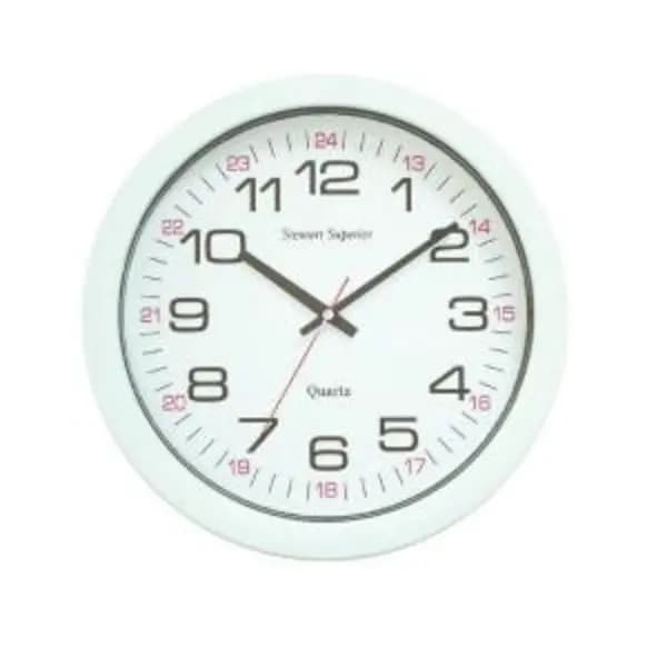 Seco Quartz 24 Hour Wall Clock 255mm Diameter White - 777 24583SS EXR24583SS