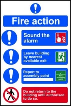 Fire action procedure Sign, S/A Vinyl