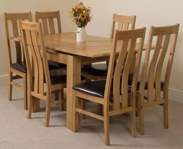 Thats Furniture Richmond 90-150cm Square Oak Extending Dining Table & 6 Princeton Chairs in Brown Brown Unisex