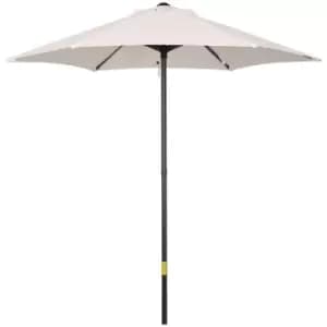 Outsunny 1.96m Parasol Patio Umbrella, Outdoor Sun Shade with 6 Sturdy Ribs for Balcony, Bench, Garden, Cream White