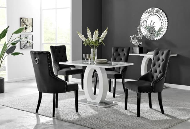 FurnitureboxUK FurnitureboxUK Giovani 4 Grey Dining Table & 4 Belgravia Black Leg Chairs Black One Size Unisex 5056542677090