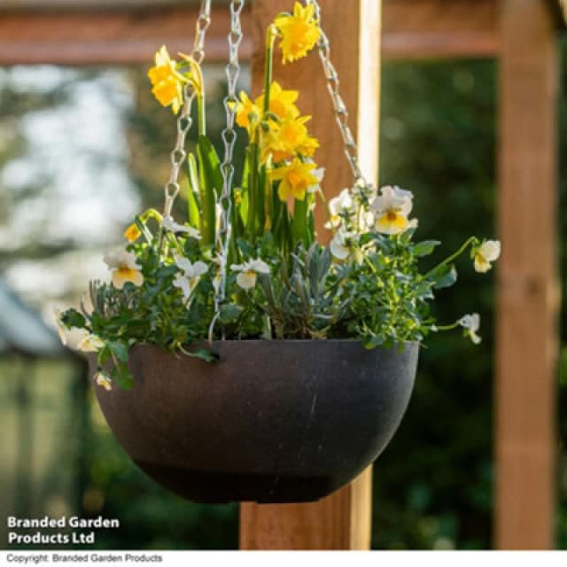 Garden Gear Stone Effect 25Cm Hanging Basket Planter Outdoor Marble Charcoal