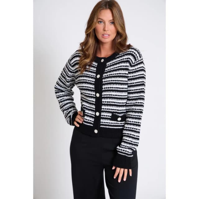 Be You Button Trim Cardigan - Black 8