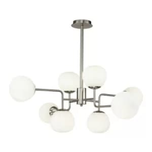 Erich Globe Ceiling Pendant Lamp Nickel, 8 Light, E14