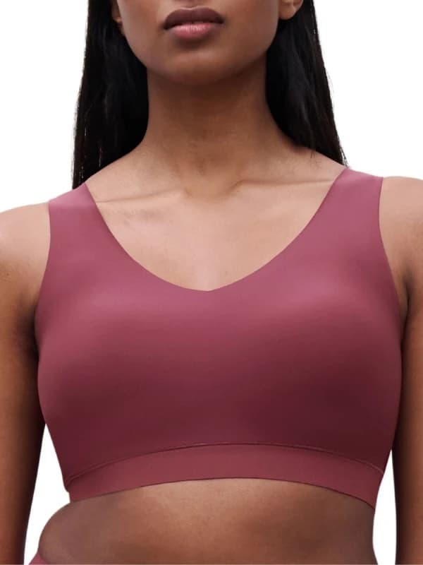 Chantelle Womens SoftStretch V-Neck Padded Crop Top in Red Size: 12-14 Red Female 12-14