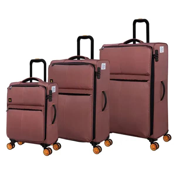 IT Luggage Lykke W3BZ0 Soft Shell Dark Pink Suitcase 3Pcs Set