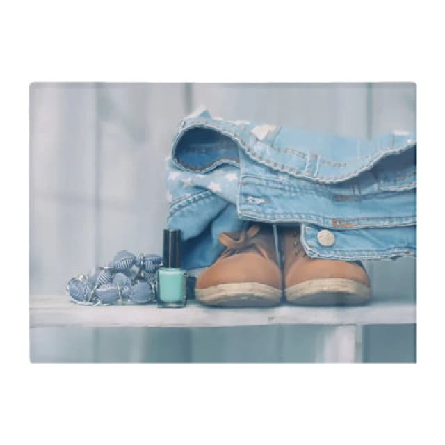 Warren Reed Designer Shoes On The Bench Glass Chopping Board