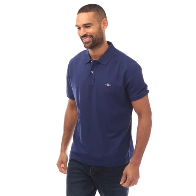 Gant Shield Logo Piqu Polo Shirt - Blue Blue S