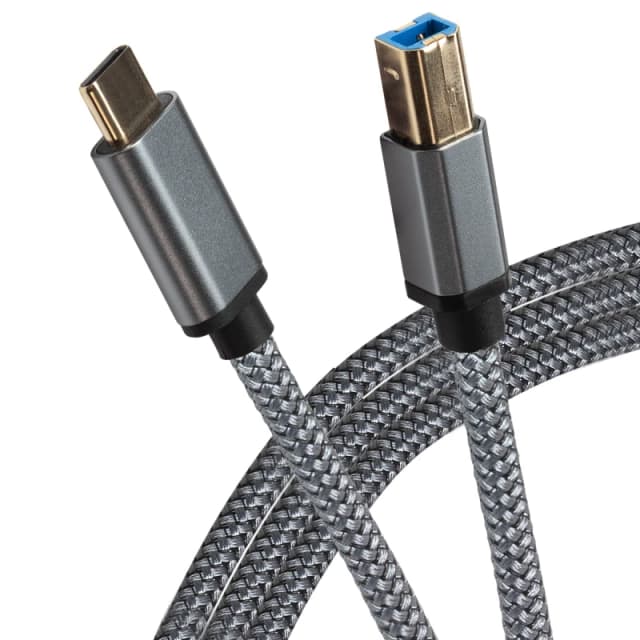 Maplin USB-C to USB-B Male Cable Braided 2m