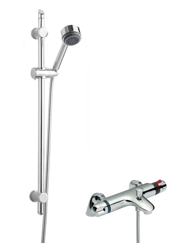 Balterley Thermostatic Bath Shower Mixer Tap Multi Function Handset Slide Rail Silver