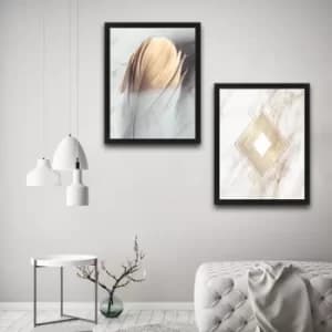 Gold 1 Set Multicolor Decorative Framed Painting (2 Pieces)