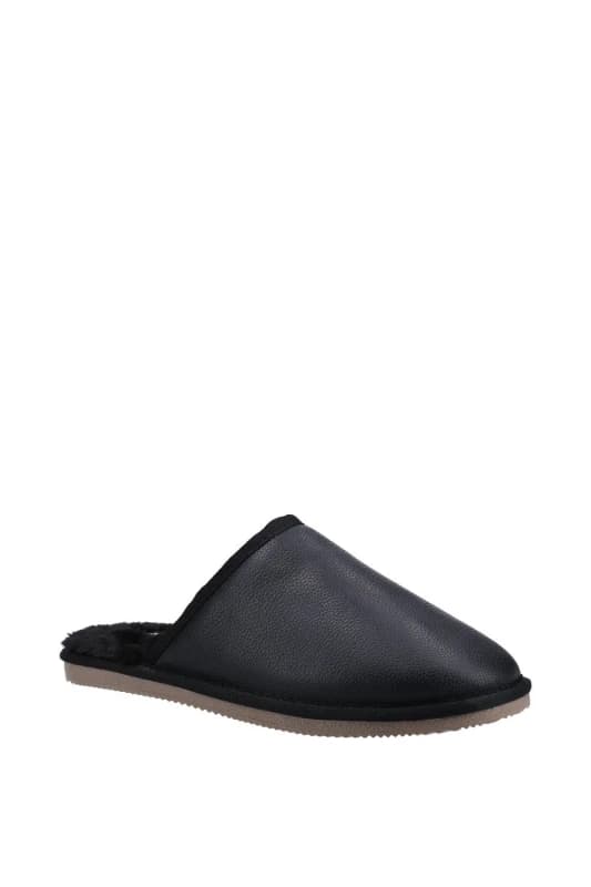 Hush Puppies Hush Puppies Men 'Coady' Leather Slipper in Black Size: 12 Black 12 Male 5038600870254
