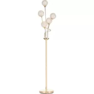 Modern Floor Lamp w/ K9 Crystal Shade, 5 Light, for Living Room, Gold - Gold Tone - Homcom