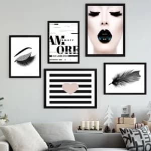 SET_027 Multicolor Decorative Framed Painting (5 Pieces)