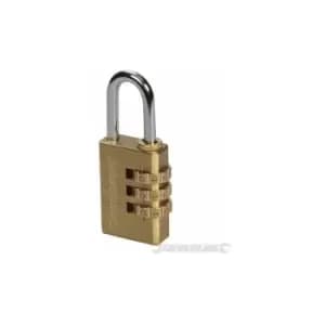 Combination Padlock Brass 3-Digit 744867 - Silverline