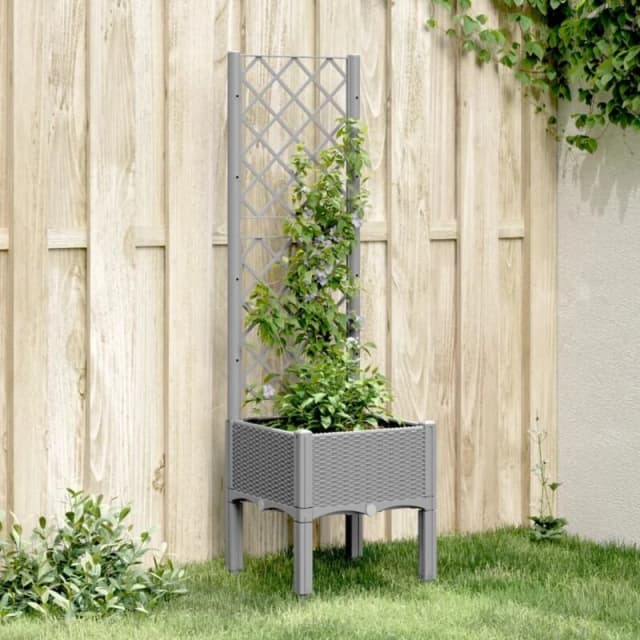 VIDAXL Garden Planter with Trellis Light Grey 40x40x142cm pp Vidaxl 8721012411241
