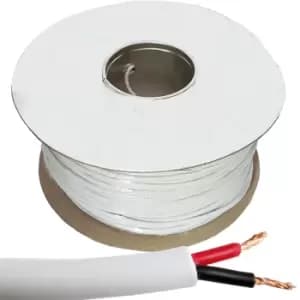 50m Double Insulated Speaker Cable 1.15mmA² White 100V Volt PA System Reel Drum