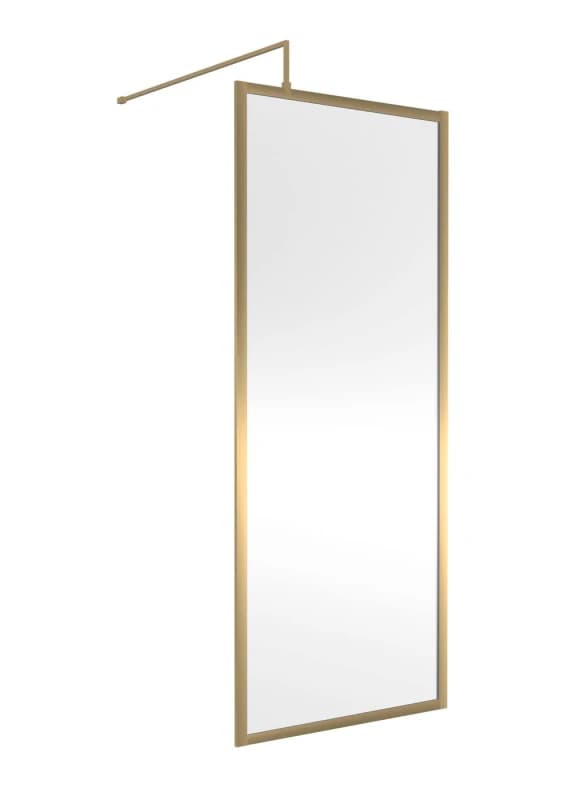 Balterley 8mm Wetroom Screen & Support Bar: 760mm, Brushed Brass in Metallics Metallics Unisex