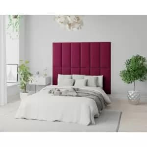 EasyMount Wall Mounted Upholstered Panels, Modular diy Headboard in Plush Velvet Fabric, Berry (Pack of 4) - Aspire