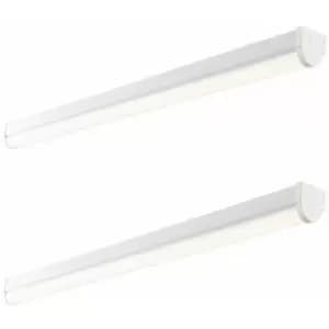 2 pk 4ft High Lumen Emergency Batten Light - 42.5W Cool White LED - Gloss White