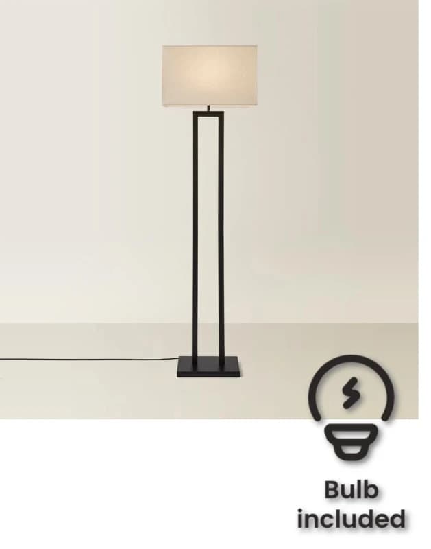 ValueLights ValueLights Gloria Double Stem Metal Floor Lamp with Rectangular Lamp Shade and LED Bulb in Black One Size Unisex 5059406066412
