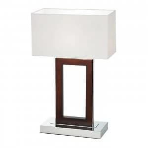 Table Lamp Dark Wood, Cream Faux Suede, E27