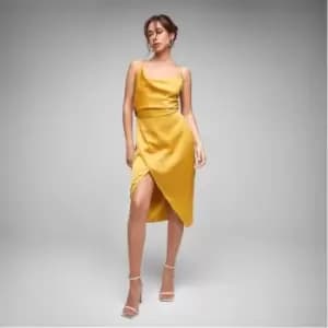 Missguided Petite Cowl Neck Satin Midaxi Dress - Gold