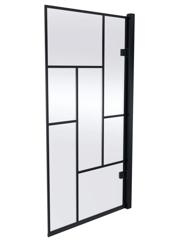 Balterley Abstract Square Framed 8mm Glass Reversible Hinged Bath Screen - Black Unisex