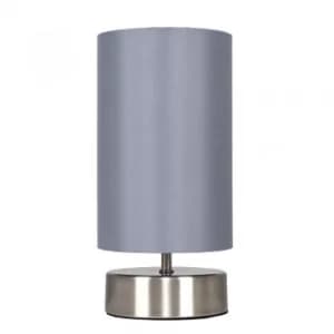 Francis Touch Table Lamp in Brushed Chrome with Grey Shade