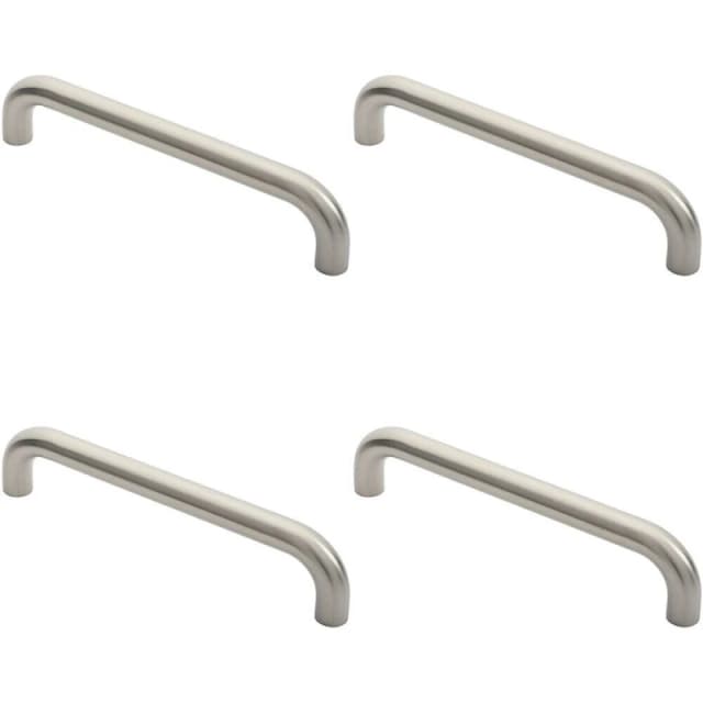 Loops 4x Round D Bar Pull Handle 325 x 25mm 300mm Fixing Centres Satin Steel Metallics unisex