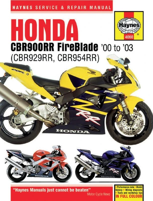 4060 - Haynes Repair Manual For Honda CBR 929 RR 2000-2001 4060