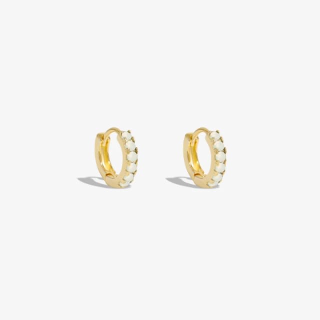 Inicio Inicio Gold Plated Opal Pave Huggie Hoop Earrings - Gift Pouch Gold