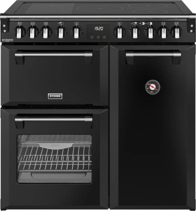 Stoves Richmond Deluxe 90Ei RTY 90cm Electric Range Cooker with Induction Hob - Black - A/A/A Rated