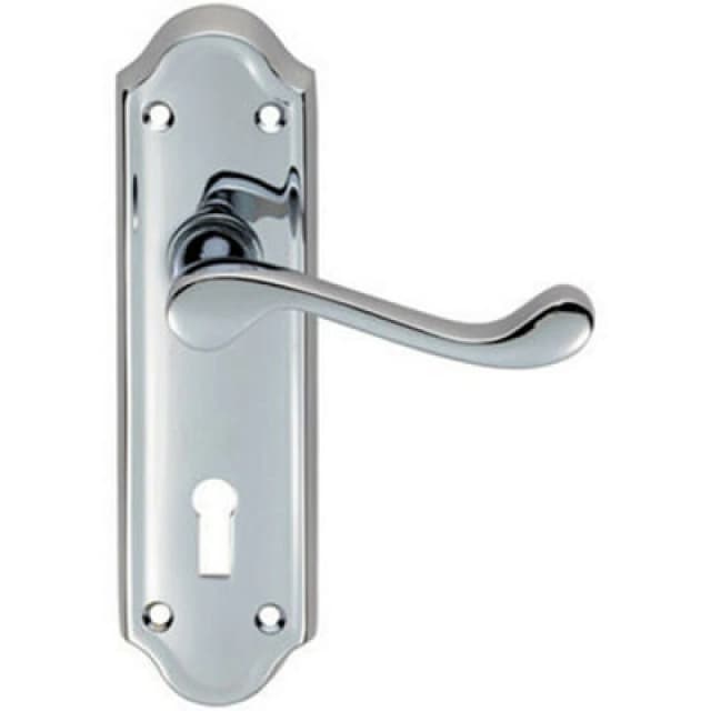 Loops PAIR Victorian Upturned Handle on Lock Backplate 168 x 47mm Polished Chrome Multi