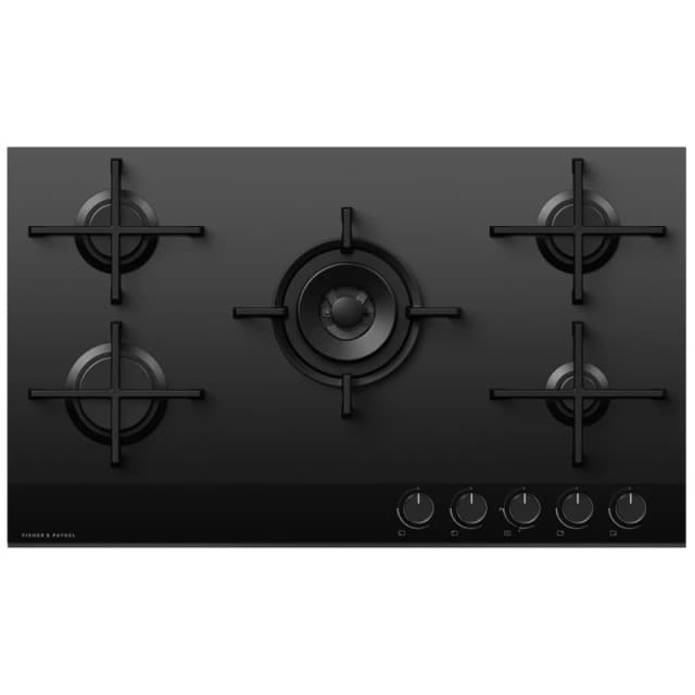 Fisher Paykel CG905DNGGB4 Series 9 90cm 5 Burner Gas On Glass Hob - BLACK CG905DNGGB4