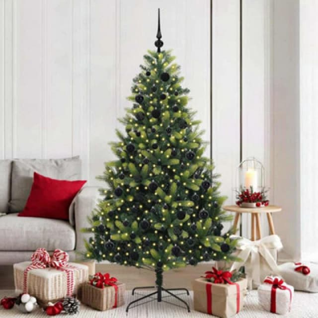 Vidaxl Artificial Hinged Christmas Tree 300 Leds Green 180 Cm