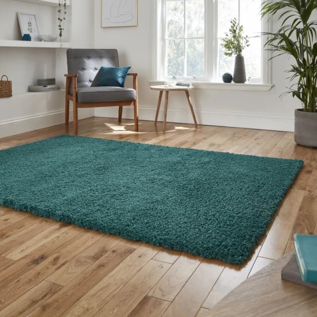 Think Rugs Sierra Jewel Green Rectangle 120 x 170cm Polypropylene Plain Shaggy 9000, Green SIE9000JWGR1217