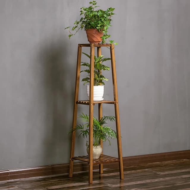 LIFE IDEAS 100cm Solid Wood 3-Tier Decorative Floor Rack - Brown Brown M