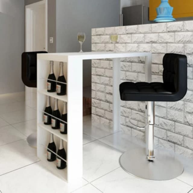 Vidaxl Bar Table Mdf With Wine Rack High Gloss White