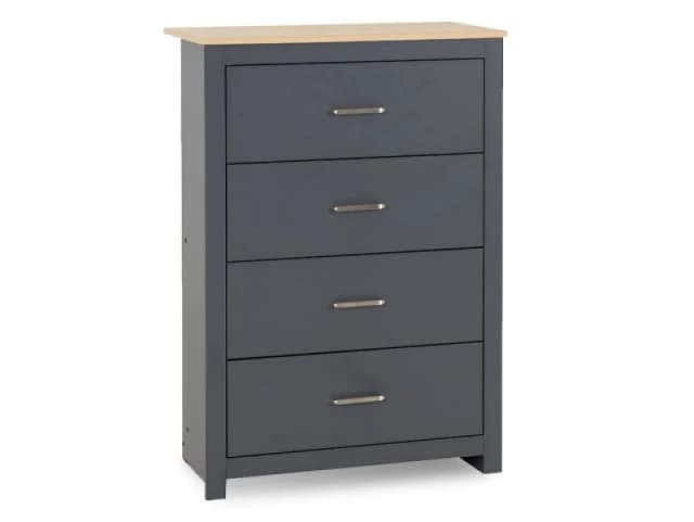 Seconique Portland Grey and Oak 4 Drawer Chest of Drawers