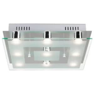 Linea Verdace Chess Patterned Glass Flush Ceiling Light Chrome